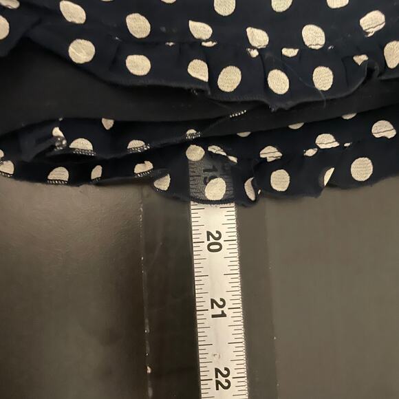 Vintage PME Womens Mini Wrap Skirt IT 44 US 8 Navy Polka Dot Ruffle Office Siren - Picture 6 of 7